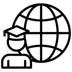 international student services line icon