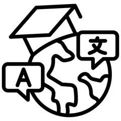 multilingual faculty line icon