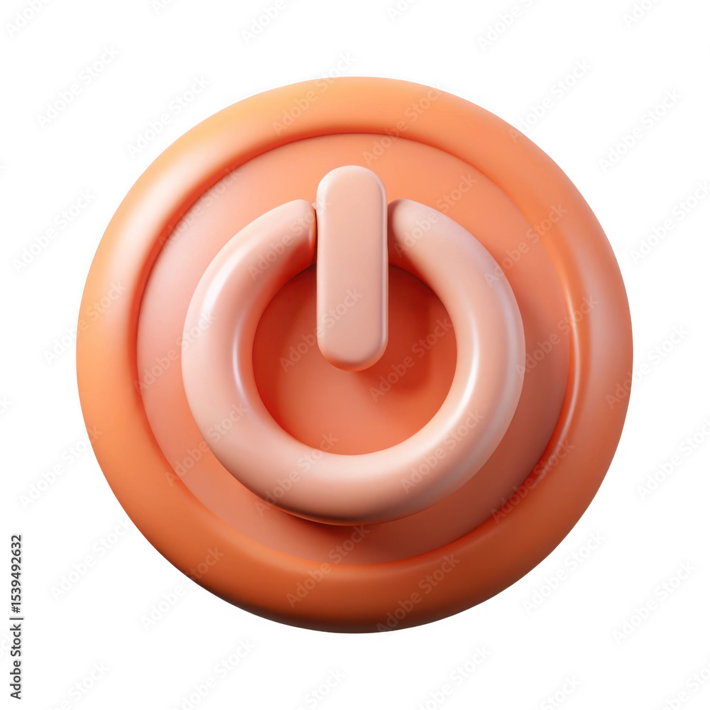 Aufkleber 3d realistic peach power button icon isolated on transparent background