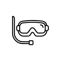 Fototapeta premium Snorkeling mask line art illustration diving gear water sports equipment