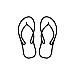 Simple line art illustration of summer flip flops sandals