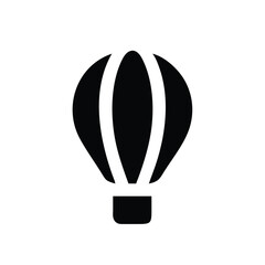Simple black line art hot air balloon icon illustration