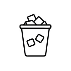Ice cubes in a cup line art illustration simple design