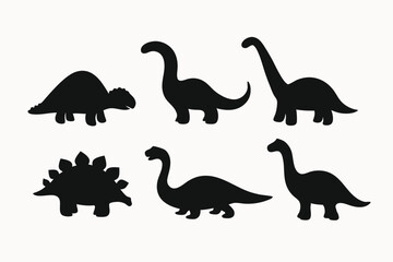 Adorable Dinosaur Silhouettes A Collection of Six Cute Dino Illustrations
