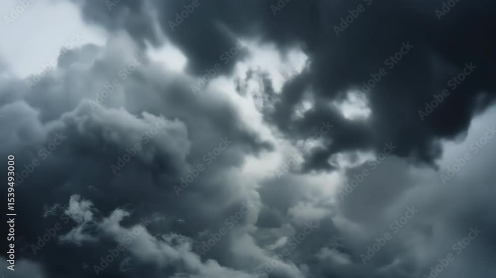 Poster ominous dark storm clouds rolling across the sky creating a moody, cinematic weather scene with grad