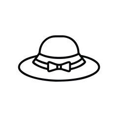 Elegant womens sun hat line art illustration fashion accessory design