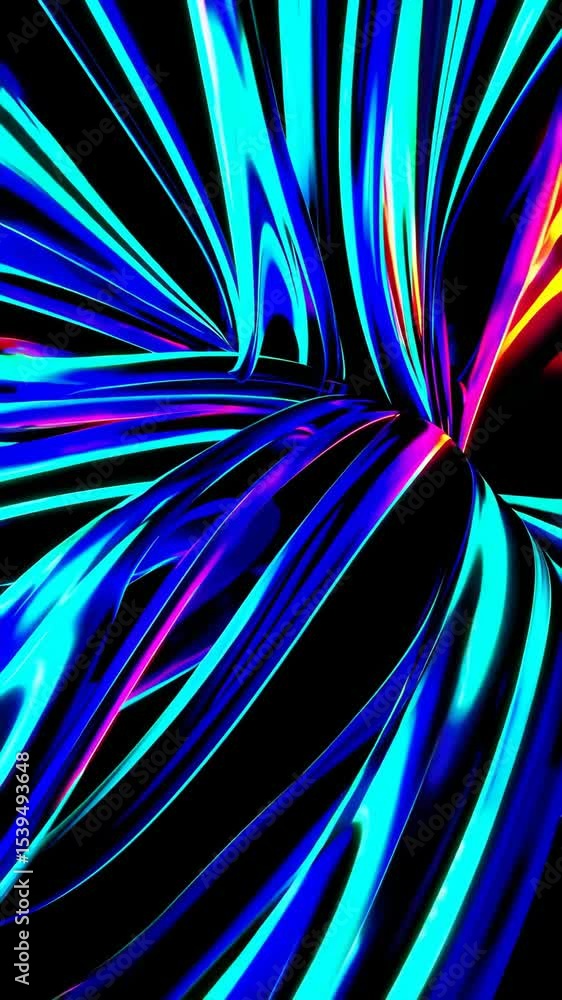 Aufkleber dynamic neon light waves forming abstract patterns
