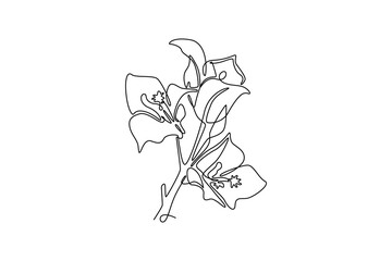 Floral with branch concept. Single line draw design. Vector graphic illustration