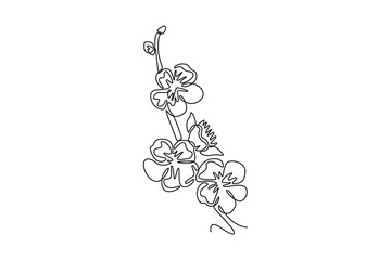 Floral with branch concept. Single line draw design. Vector graphic illustration