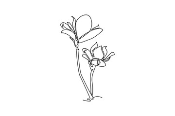 Floral with branch concept. Single line draw design. Vector graphic illustration