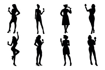People drinking wine silhouette vector illustration