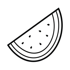 Flat Style Watermelon Slice Bold Line Art Summer Clipart Vector