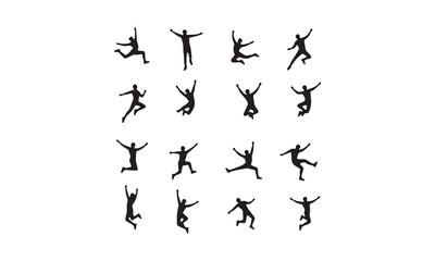 Acrobat Jumping Poses Silhouette Set