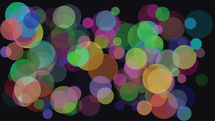 Beautiful abstract background featuring glowing colourful circles and soft bursts on a dark backdrop, perfect for creative designs, wallpapers, or digital art use.