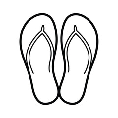 Flat Style Flip Flops Bold Line Art Summer Clipart Vector