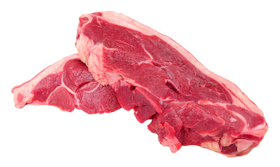 Fresh raw lamb rump steak meat also known as lamb chump isolated on a white background