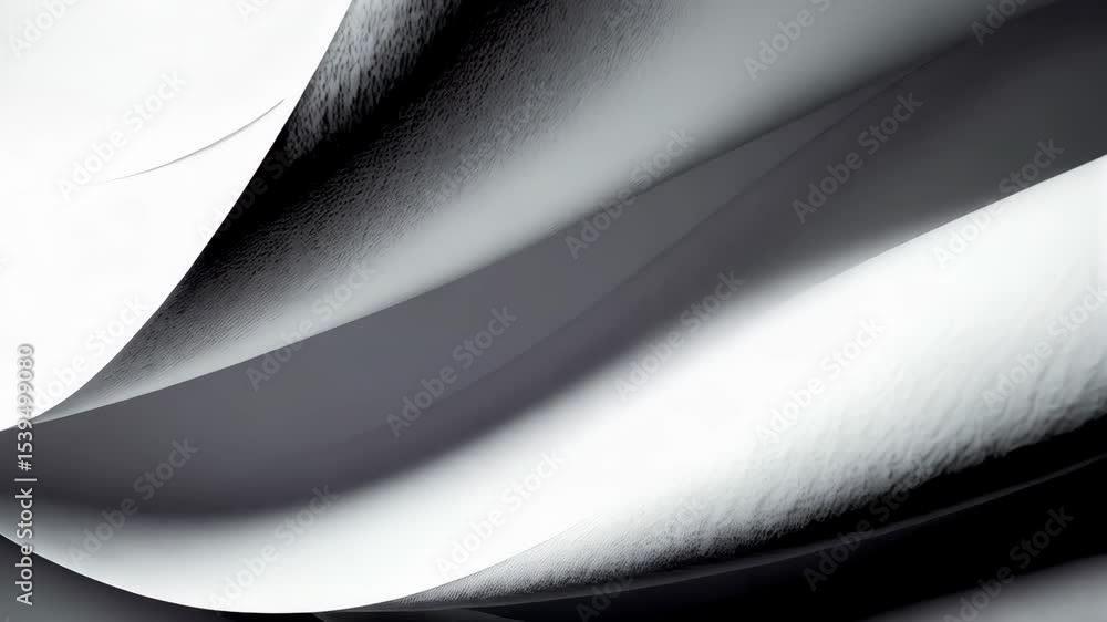 Poster abstract monochrome image featuring folded paper or fabric, creating a smooth, flowing pattern with 