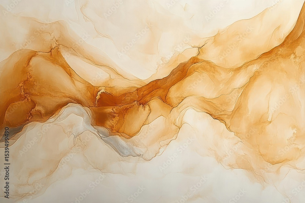 Poster abstract flowing artwork with warm earthy tones blending seamlessly in soft gradient patterns