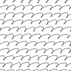 Seamless hand-drawn pattern of curved loops with teardrop-like ends, arranged diagonally in a flowing rhythm