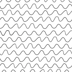 A seamless pattern of wavy black lines on a white background.