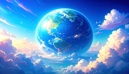 Earth above cloudscape sunrise.