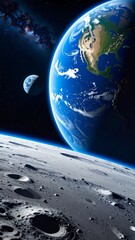 Earth with Moon, and Space View.