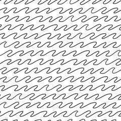A minimal seamless pattern of flowing black wave lines on a white background.