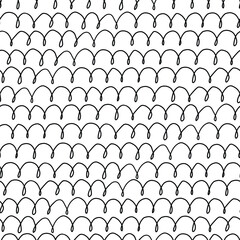 Seamless hand-drawn pattern with looping arches, rhythmic and playful texture in black on white.