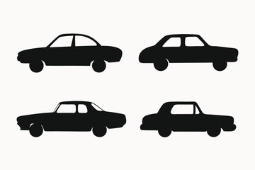 Fototapeta premium Classic Car Silhouettes Vector Icons of Vintage Automobiles