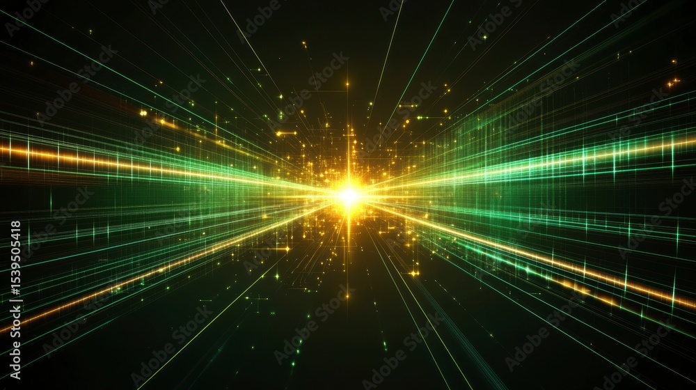 Aufkleber abstract glowing lines and particles converge at a bright center, creating a dynamic, futuristic eff