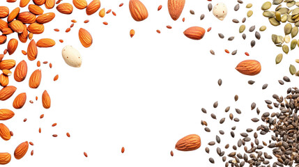 Fresh nuts and seeds Transparent background, PNG
