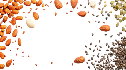 Fresh nuts and seeds Transparent background, PNG