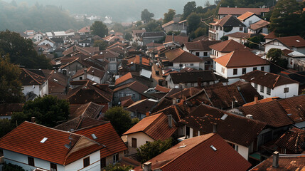  Stunning view of red rooftops in old town surrounded by breathtaking landscapes