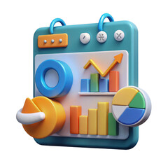 Obraz premium 3d colorful business analytics dashboard isolated on transparent background