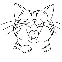 happy ginger cat illustration outline
