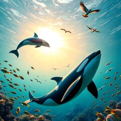 Naklejka premium The beauty of marine life in an underwater environment