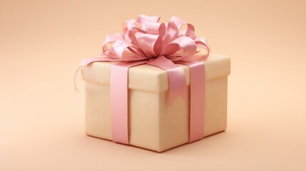 Fototapeta premium Pastel-colored gift box with pink ribbon