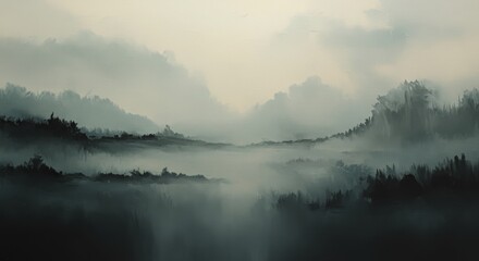 minimalist bas-relief painting like a lake view