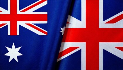 イギリスとオーストラリアの国旗。(UK flag and Australia flag.)
