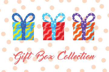 Gift Box Present with Various Bright Colorful Wrapper Cartoon Vector Set Collection