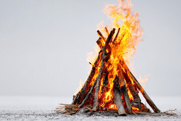 Bonfire against white background