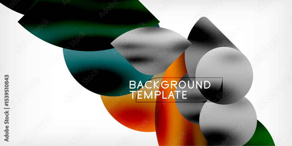 Poster Abstract shapes, vibrant colors, gradients create modern background. Design features smooth transitions, dynamic composition.