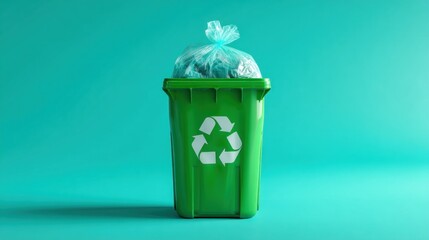 Recycling bin filled with trash