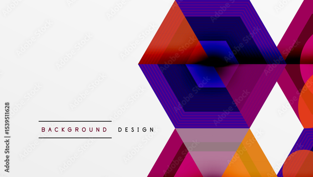 Poster Abstract geometric pattern. Hexagons overlap, creating vibrant color gradients. Modern design suitable for backgrounds, presentations.