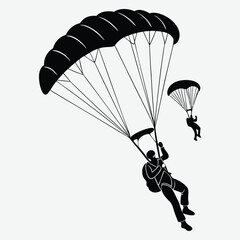 A skydiver freefalling in formation with others image silhouette design vector art and illustration