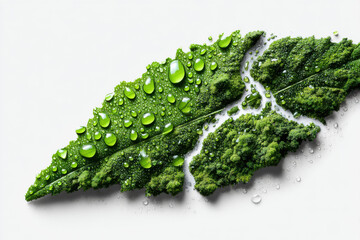 cardio diagram made out of green landscape with water drops against white background