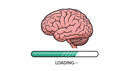 Productivity and Focus Icons – Minimal Flat Vectors on White Background Brain Battery Charging Loading