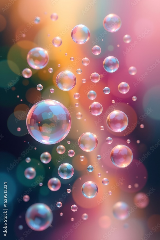 Poster high quality, a serene composition of floating orbs and gentle color gradients with subtle motion bl