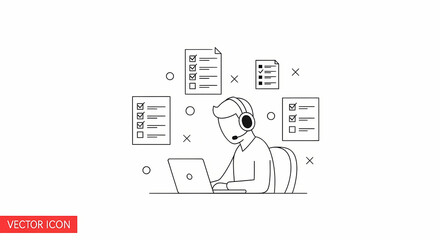 Productivity and Focus Icons &ndash; Minimal Flat Vectors on White Background