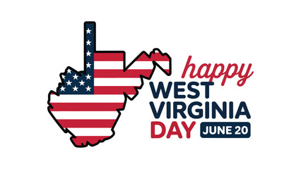 happy west virginia day june 20 greeting with american flag design inside west virginia state outline celebrating statehood anniversary
